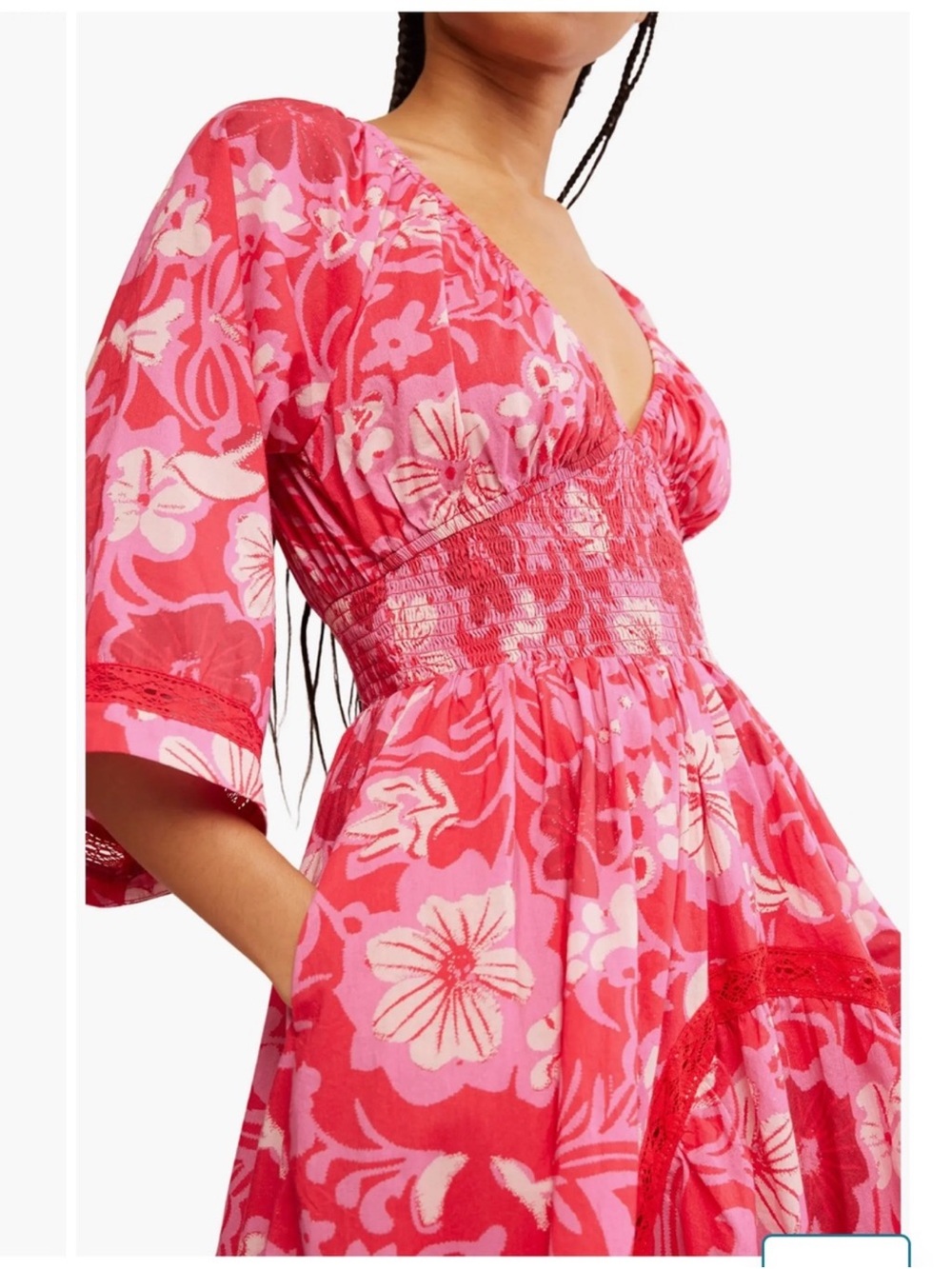 Free People Hot Pink & Light Pink Floral Maxi Dress NWOT size XS - Picture 5 of 14